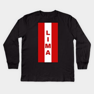 Lima City in Peruvian Flag Colors Vertical Kids Long Sleeve T-Shirt